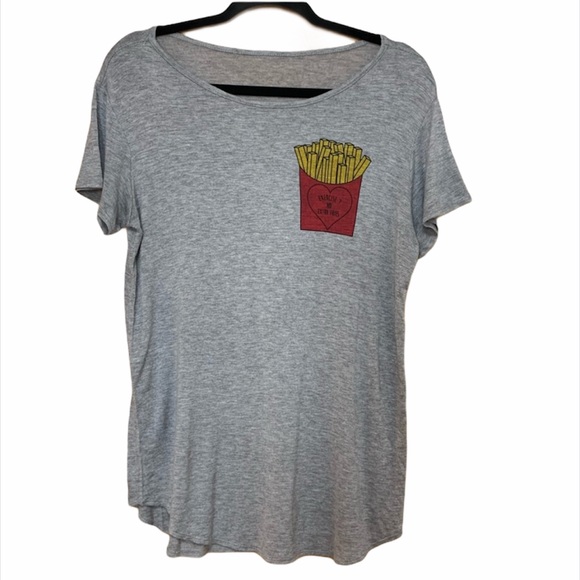 Gaze “Fries” Grey Scoop-neck Short Sleeve Top - Picture 1 of 10